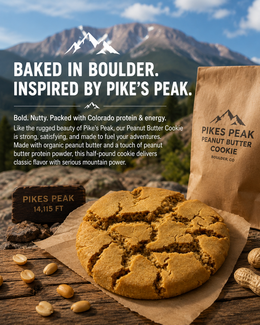 Cookie near mountains.